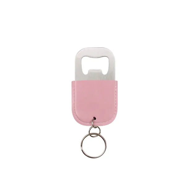 Leather Case Stainless Steel Wine Opener Keychain