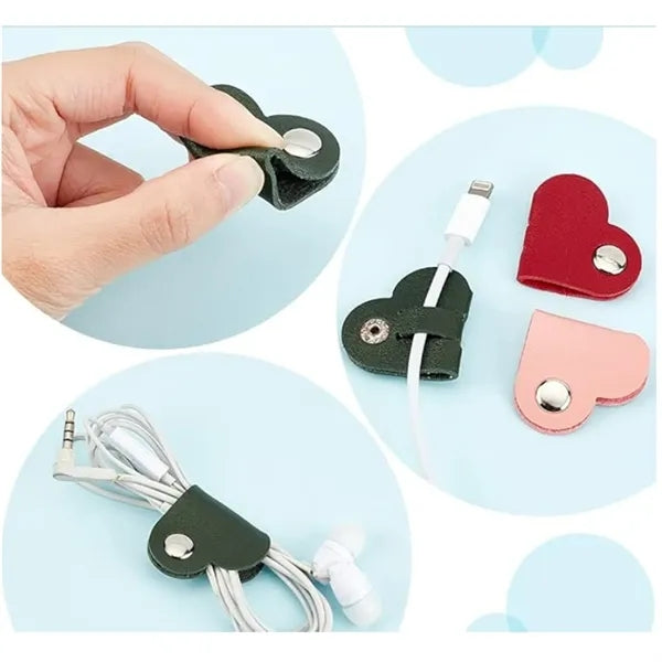 Heart-Shaped PU Leather Cable Organizer