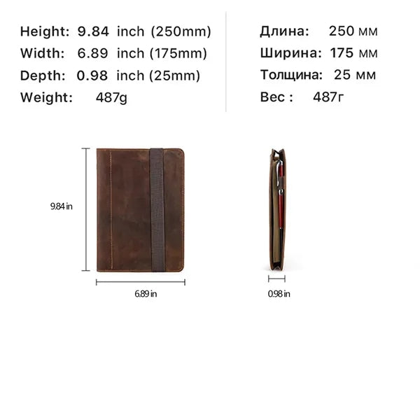 All-in-one 6-ring Binder Geniune Leather Portfolios Journal