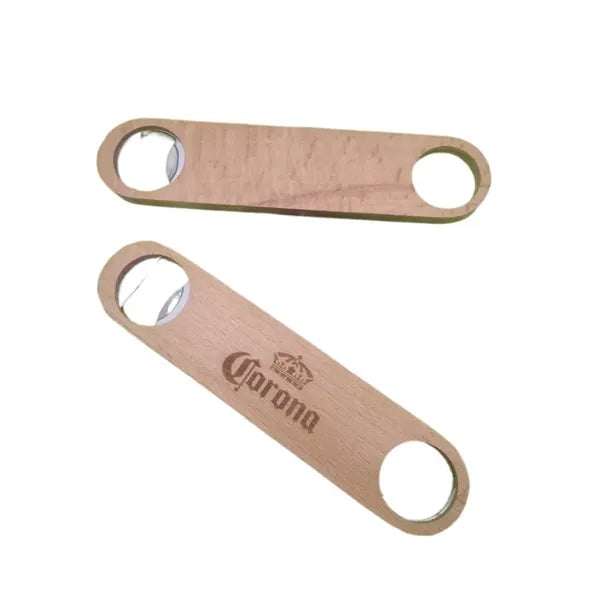 4" Portable Stainless Steel Wooden Bottle Opener w/Magnet