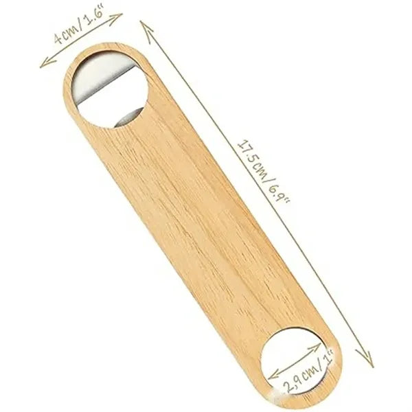 4" Portable Stainless Steel Wooden Bottle Opener w/Magnet
