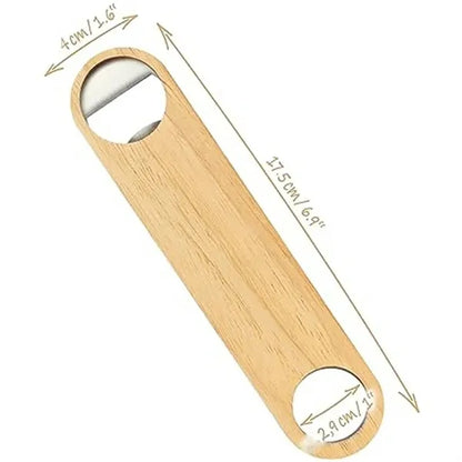 4" Portable Stainless Steel Wooden Bottle Opener w/Magnet