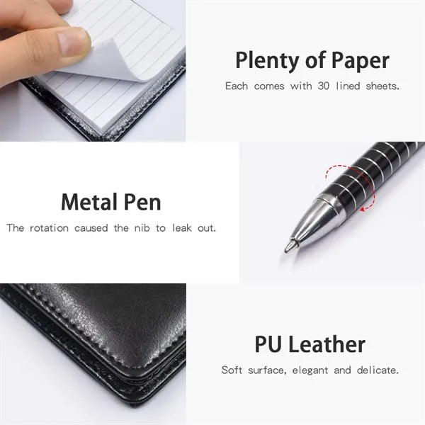 PU Leather Mini A7 Multi-function Notepad Pen Gift Set
