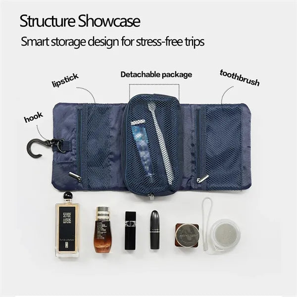 Waterproof Foldable Travel Toiletry Bag With Compartments