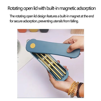 Portable Rotating Box Stainless Steel Cutlery Set