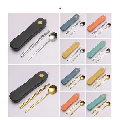 Portable Rotating Box Stainless Steel Cutlery Set