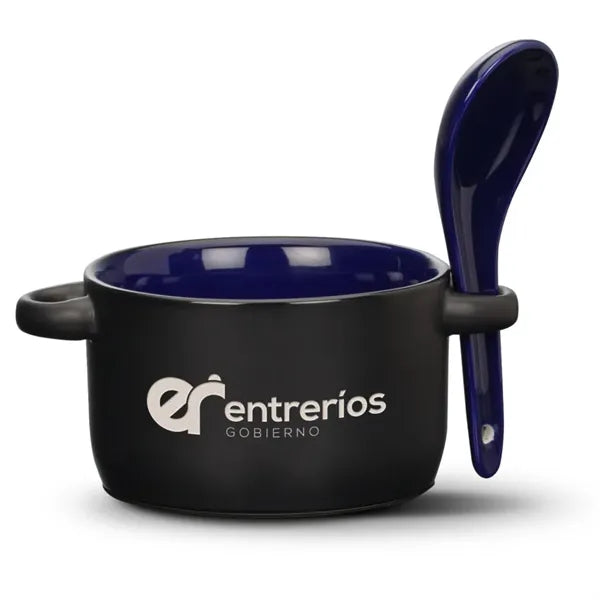 Merritt Soup Mug & Spoon - 12oz - Deep Etch
