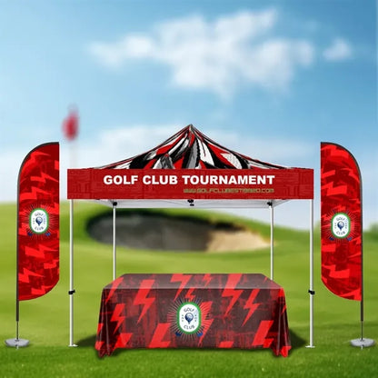 10'x10' PROMOTIONAL CANOPY 11' FEATHER FLAG, 6FT TABLE THROW