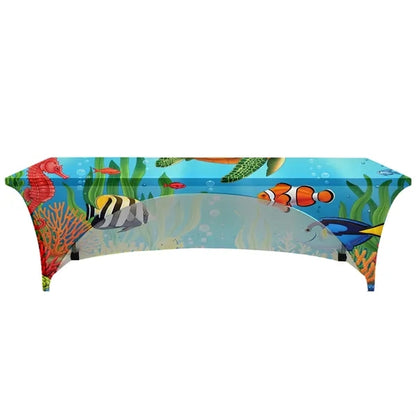 8' Open Back Stretch Table Cover (Dye Sublimated)