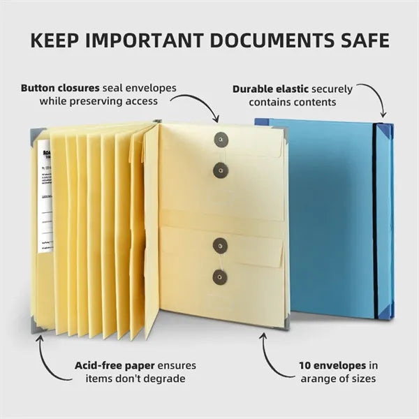 Accordion Folder With Multiple Pockets Button Closure