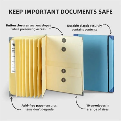Accordion Folder With Multiple Pockets Button Closure