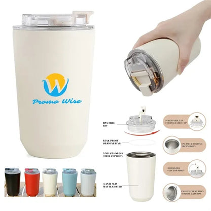 13 OZ Portable 304 Stainless Steel Flip-Top Thermos Cup