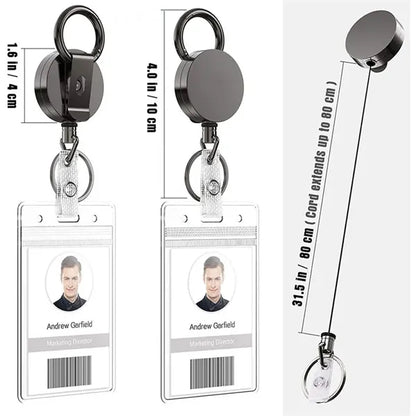 Metal Heavy Duty Retractable Badge Reel W/Belt Clip Key Ring