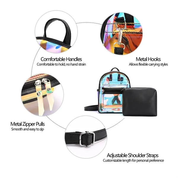 Jelly Transparent Laser PVC Clear Backpack Bag
