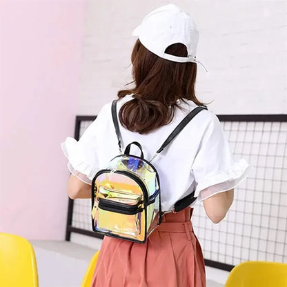 Jelly Transparent Laser PVC Clear Backpack Bag