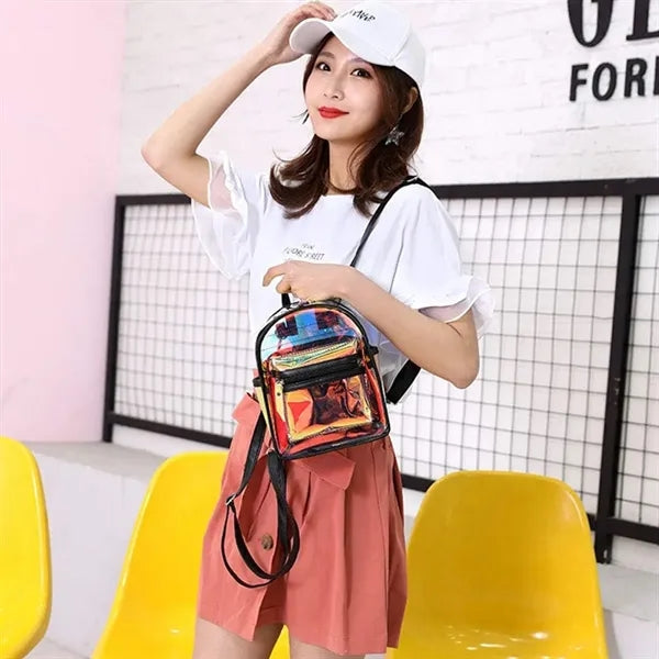 Jelly Transparent Laser PVC Clear Backpack Bag
