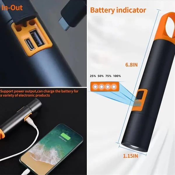 Mini LED Multi-Function Telescopic Zoom Flashlight