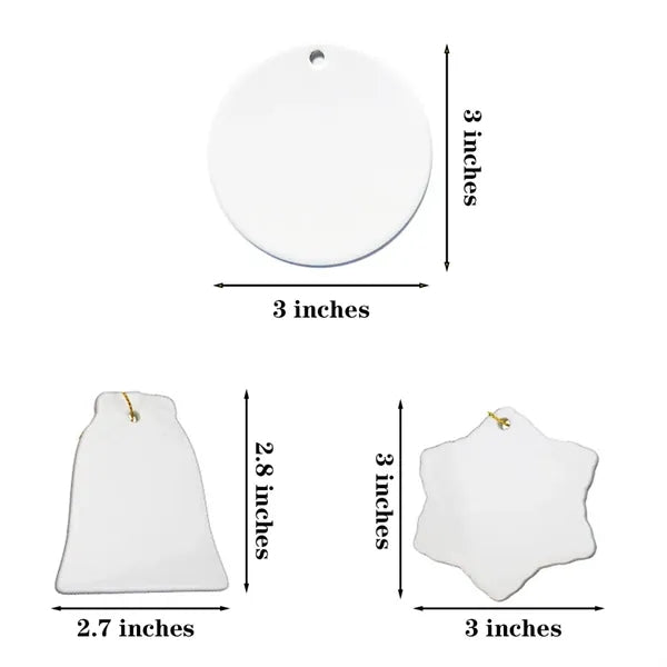 3'' Circle Ceramic Ornaments with hanger Christmas Home Deco