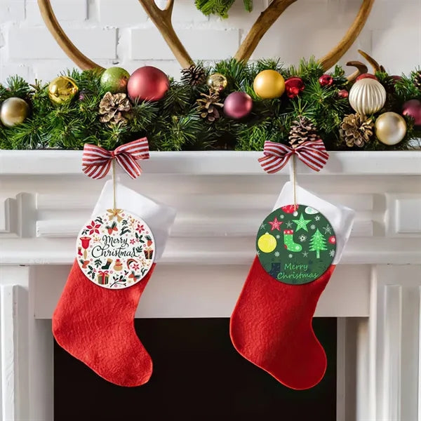 3'' Circle Ceramic Ornaments with hanger Christmas Home Deco