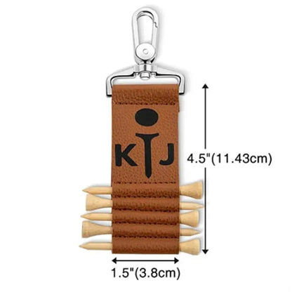 Golf Tee Storage Leather Case With Hook