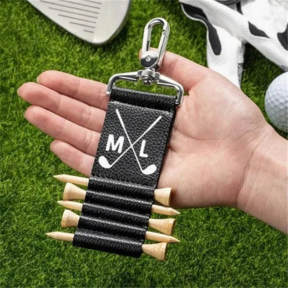 Golf Tee Storage Leather Case With Hook