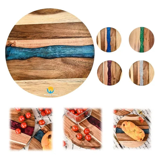 Natural Resin Splicing Acacia Round Wood Cutting Board