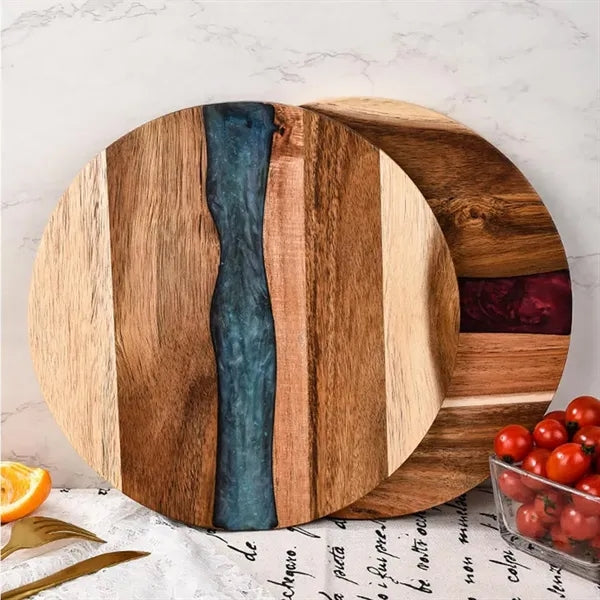 Natural Resin Splicing Acacia Round Wood Cutting Board