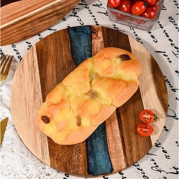 Natural Resin Splicing Acacia Round Wood Cutting Board