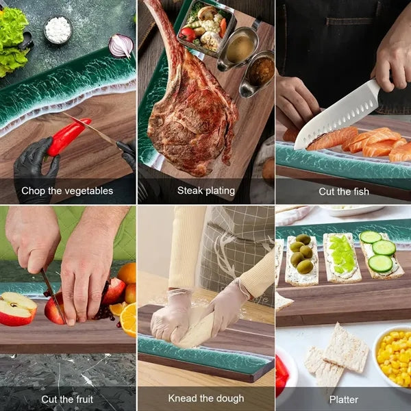 Wave Resin Cutting Board Spliced Acacia Wood