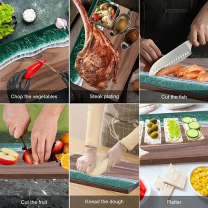 Wave Resin Cutting Board Spliced Acacia Wood