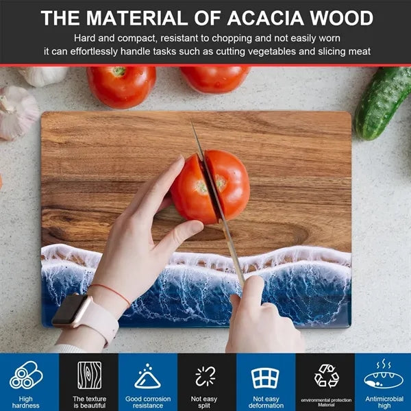 Wave Resin Cutting Board Spliced Acacia Wood