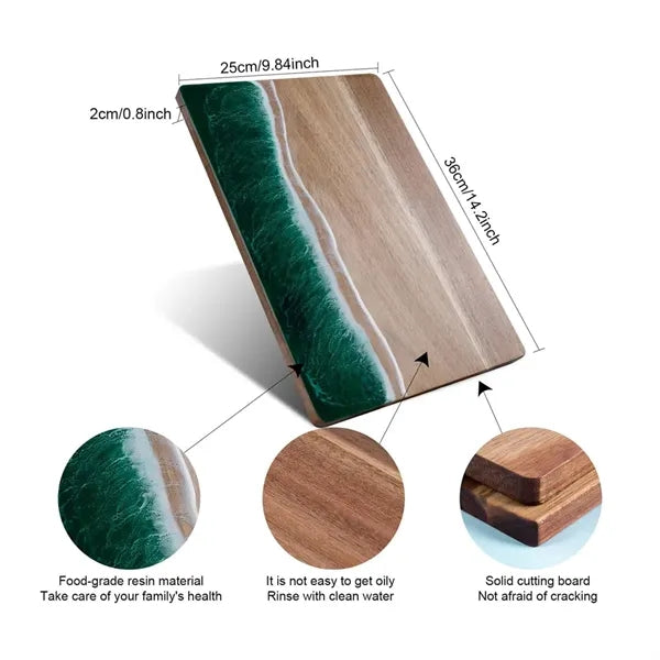 Wave Resin Cutting Board Spliced Acacia Wood