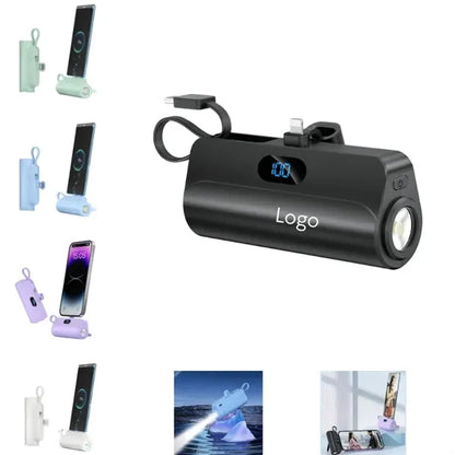 Mini Power Bank with Built-in Cable Flashlight