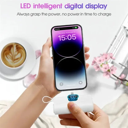 Mini Power Bank with Built-in Cable Flashlight