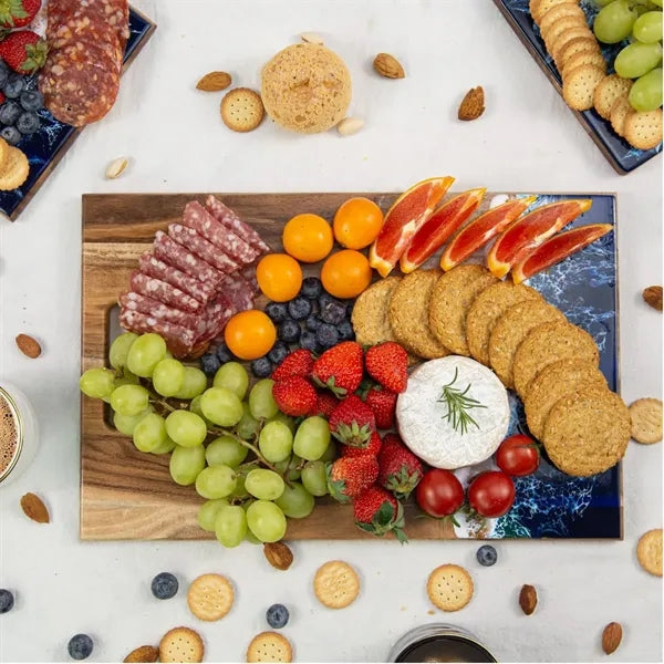 Portable Rectangular Natural Resin Wave Cutting Board