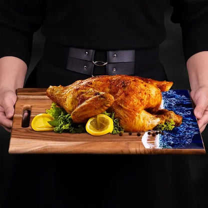 Portable Rectangular Natural Resin Wave Cutting Board