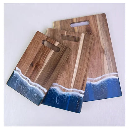 Portable Rectangular Natural Resin Wave Cutting Board