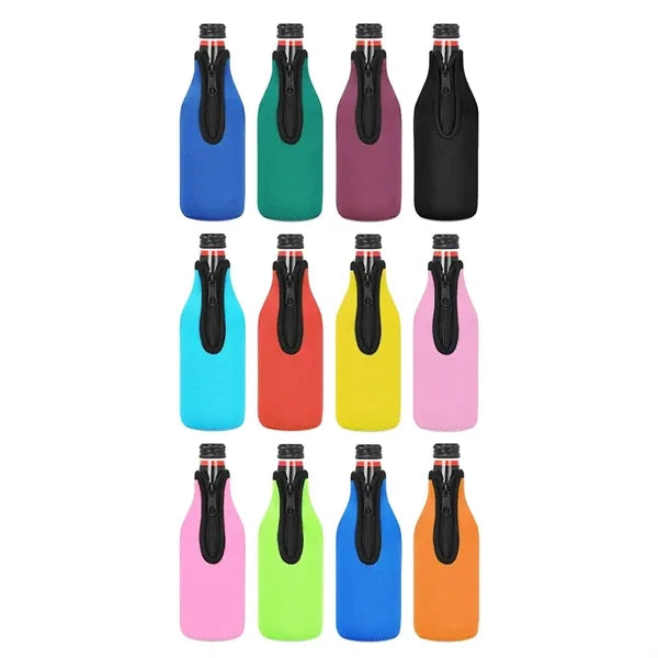 12oz. Neoprene Bottle Cooler Insulator with Zipper