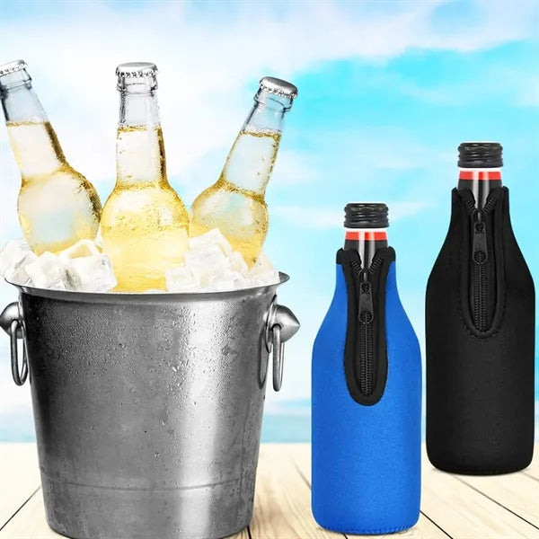 12oz. Neoprene Bottle Cooler Insulator with Zipper