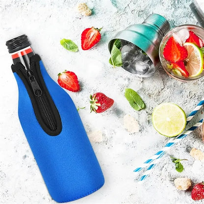 12oz. Neoprene Bottle Cooler Insulator with Zipper