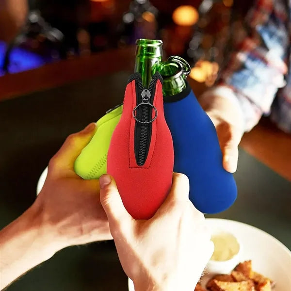 12oz. Neoprene Bottle Cooler Insulator with Zipper