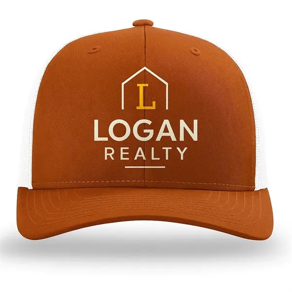 Richardson 6-Panel Trucker Hat W/Leather Patch or Embroidery