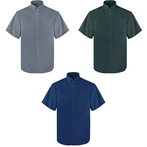 Men's Woven Short Sleeve Twill Button Down Dress Shirt