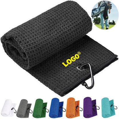 Golf Towels Portable Microfiber Fabric Waffle Carabiner Clip