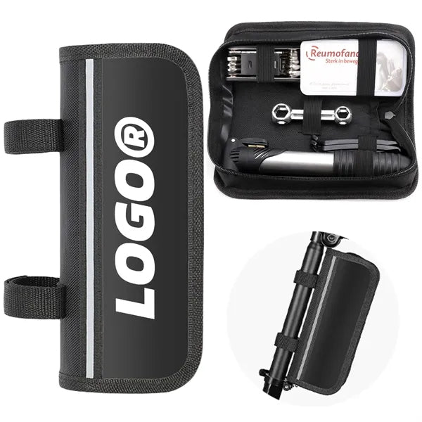 Portable Bike Repair Tool Kit Pump Wrench Patch Set Bag