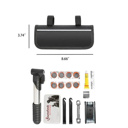 Portable Bike Repair Tool Kit Pump Wrench Patch Set Bag