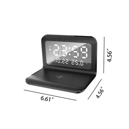 Digital Desk Clock Wireless Charger LED Temperature Alarm