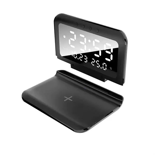 Digital Desk Clock Wireless Charger LED Temperature Alarm