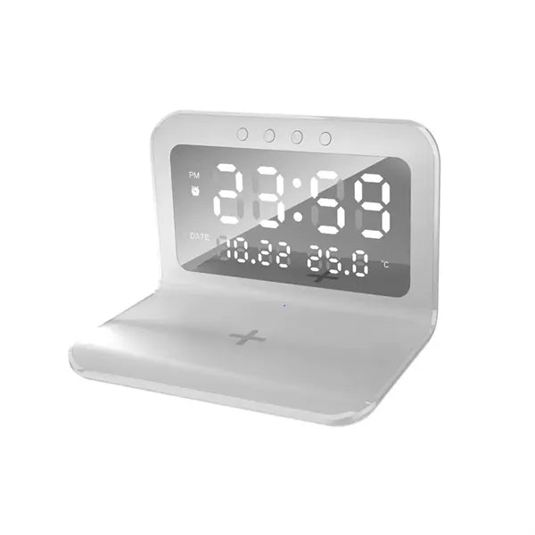 Digital Desk Clock Wireless Charger LED Temperature Alarm