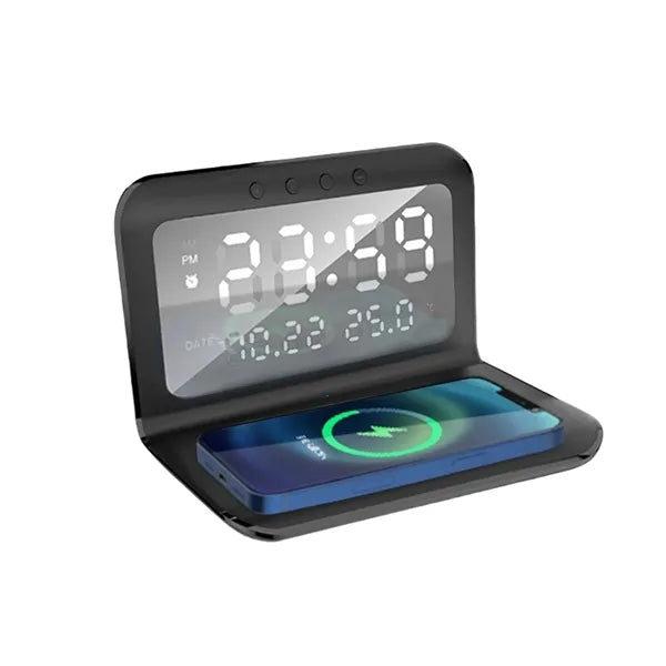 Digital Desk Clock Wireless Charger LED Temperature Alarm